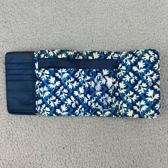 Vera Bradley Wallet Trifold Blue Floral 5.5" x 4" Credit Card Holder Snap Zipper - Picture 3 of 12
